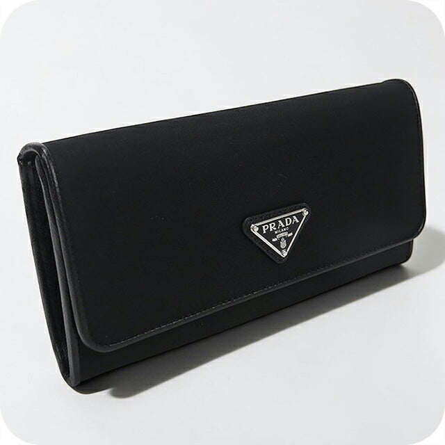 中古 プラダ 長財布二折 レディース ブランド PRADA トライアングルロゴ 長財布二折 1MH132 ブラック USDPR117110011