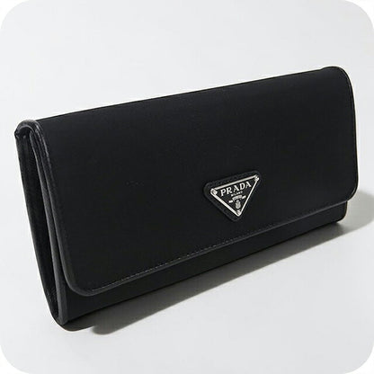 中古 プラダ 長財布二折 レディース ブランド PRADA トライアングルロゴ 長財布二折 1MH132 ブラック USDPR117110011