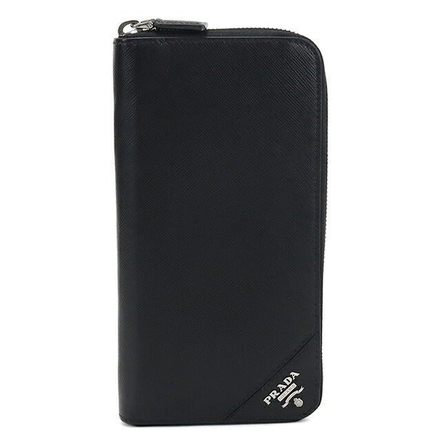 中古 プラダ 長財布ラウンドファスナー メンズ ブランド PRADA サフィアーノレザー  ブラック USDPR117442011