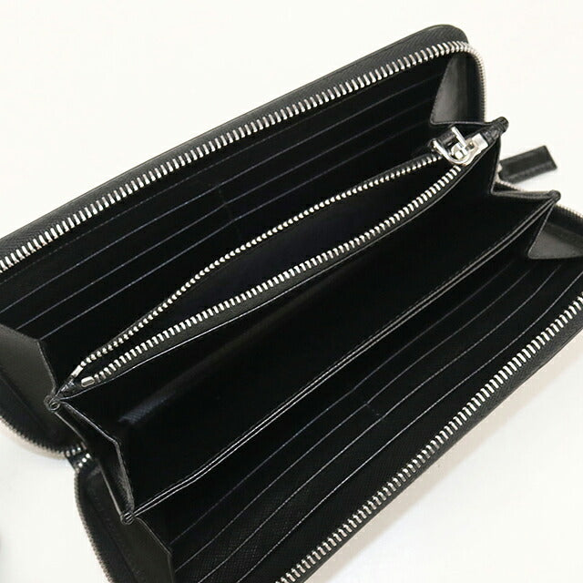 中古 プラダ 長財布ラウンドファスナー メンズ ブランド PRADA サフィアーノレザー  ブラック USDPR117442011
