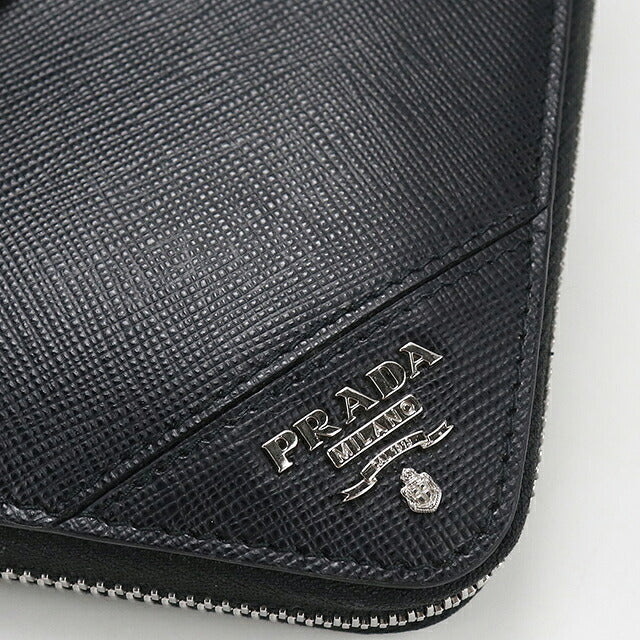 中古 プラダ 長財布ラウンドファスナー メンズ ブランド PRADA サフィアーノレザー  ブラック USDPR117442011