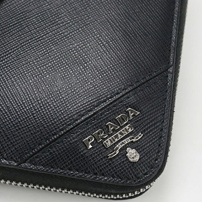 中古 プラダ 長財布ラウンドファスナー メンズ ブランド PRADA サフィアーノレザー  ブラック USDPR117442011
