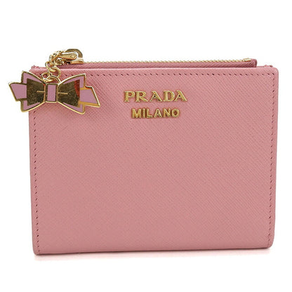 中古 プラダ 二つ折り財布 二折財布 コンパクト レディース ブランド PRADA  サフィアーノレザー 1ML023 ピンク USDPR117481011
