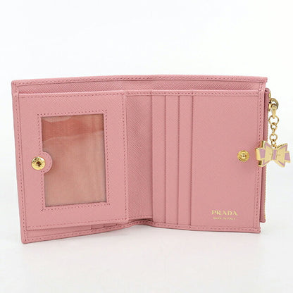 中古 プラダ 二つ折り財布 二折財布 コンパクト レディース ブランド PRADA  サフィアーノレザー 1ML023 ピンク USDPR117481011