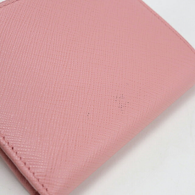 中古 プラダ 二つ折り財布 二折財布 コンパクト レディース ブランド PRADA  サフィアーノレザー 1ML023 ピンク USDPR117481011