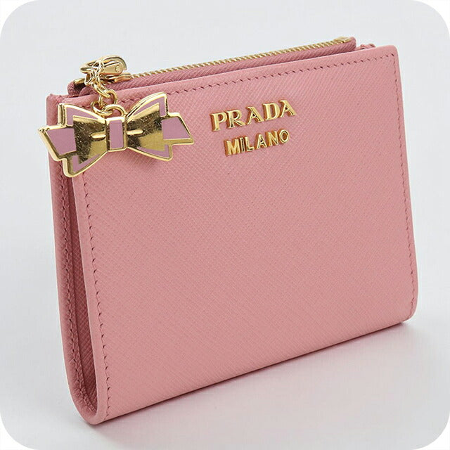 PRADA サフィアーノレザー 二つ折り財布 ピンク 中古 プラダ 二つ折り財布 二折財布 コンパクト レディース ブランド