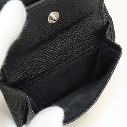 中古 プラダ 二つ折り財布 二折財布 コンパクト レディース ブランド PRADA  サフィアーノタブ折財布 レザー 1MV204 ブラック USDPR117537011
