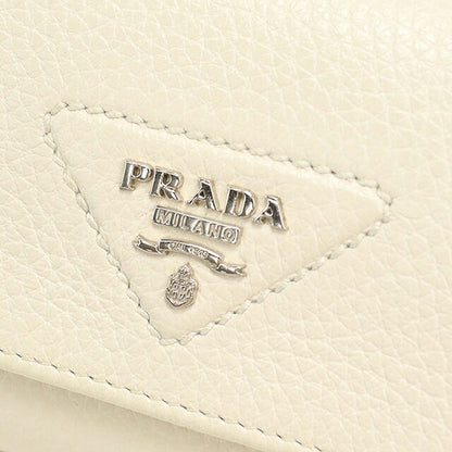 中古 プラダ 三つ折り財布 三折財布 コンパクト レディース ブランド PRADA ヴィッテロダイノ レザー 1MH043 ホワイト USDPR118253011
