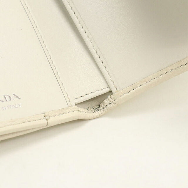 中古 プラダ 三つ折り財布 三折財布 コンパクト レディース ブランド PRADA ヴィッテロダイノ レザー 1MH043 ホワイト USDPR118253011