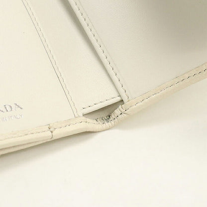 中古 プラダ 三つ折り財布 三折財布 コンパクト レディース ブランド PRADA ヴィッテロダイノ レザー 1MH043 ホワイト USDPR118253011