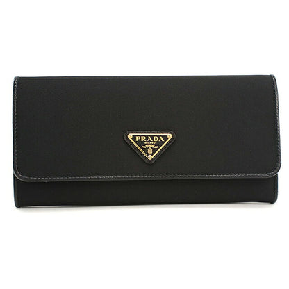 中古 プラダ 長財布二折 レディース ブランド PRADA テスート トライアングル 1MH132 UZO F0X3X ブラック USDPR118262011