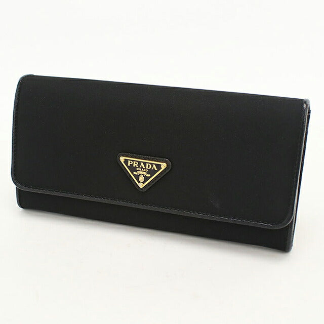 中古 プラダ 長財布二折 レディース ブランド PRADA テスート トライアングル 1MH132 UZO F0X3X ブラック USDPR118262011