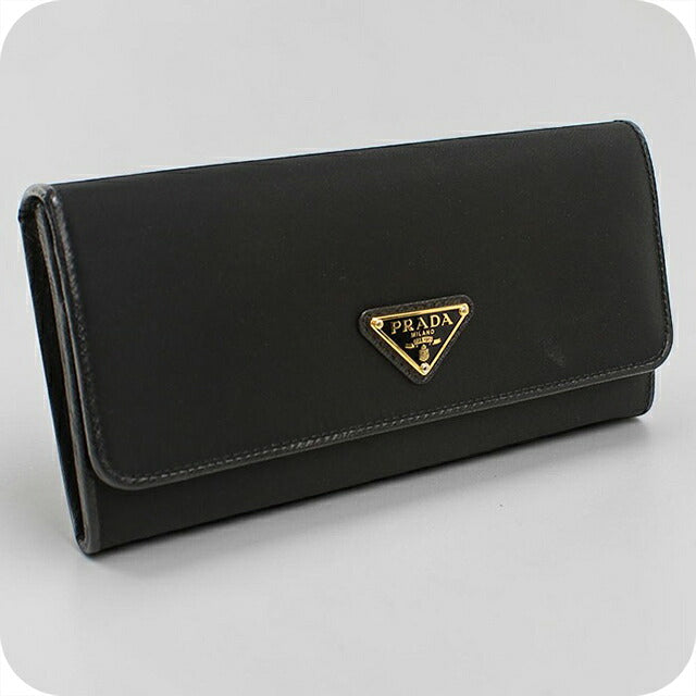 中古 プラダ 長財布二折 レディース ブランド PRADA テスート トライアングル 1MH132 UZO F0X3X ブラック USDPR118262011