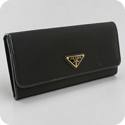 中古 プラダ 長財布二折 レディース ブランド PRADA テスート トライアングル 1MH132 UZO F0X3X ブラック USDPR118262011