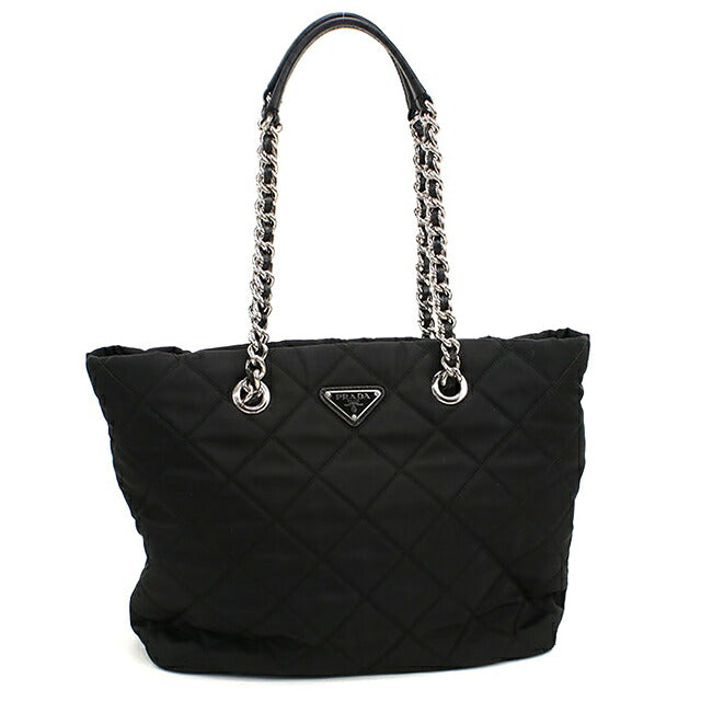 中古 プラダ トートバッグ レディース ブランド PRADA キルティングナイロン チェーン ブラック USDPR118339011
