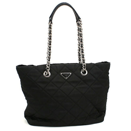 中古 プラダ トートバッグ レディース ブランド PRADA キルティングナイロン チェーン ブラック USDPR118339011