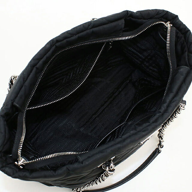 中古 プラダ トートバッグ レディース ブランド PRADA キルティングナイロン チェーン ブラック USDPR118339011