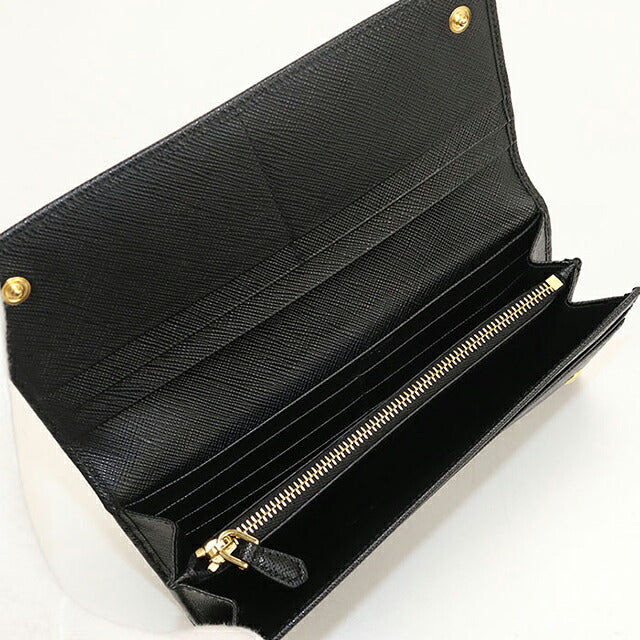 中古 プラダ 長財布二折 レディース ブランド PRADA サフィアーノトライアングル レザー ブラック USDPR118385011