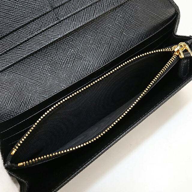 中古 プラダ 長財布二折 レディース ブランド PRADA サフィアーノトライアングル レザー ブラック USDPR118385011