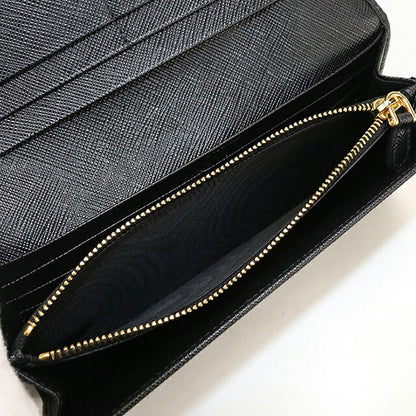 中古 プラダ 長財布二折 レディース ブランド PRADA サフィアーノトライアングル レザー ブラック USDPR118385011