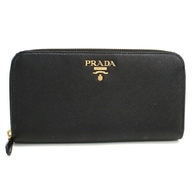 中古 プラダ 長財布ラウンドファスナー レディース ブランド PRADA サフィアーノレザー レザー ブラック USDPR118386011