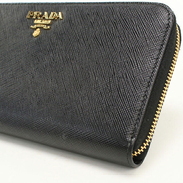 中古 プラダ 長財布ラウンドファスナー レディース ブランド PRADA サフィアーノレザー レザー ブラック USDPR118386011