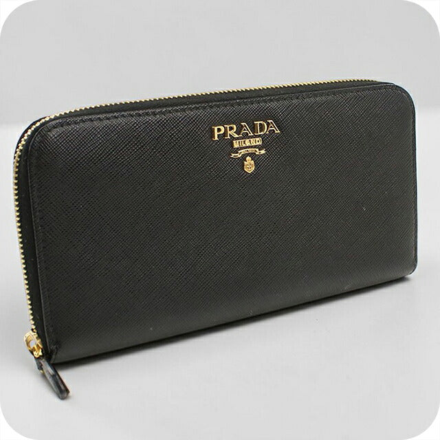 中古 プラダ 長財布ラウンドファスナー レディース ブランド PRADA サフィアーノレザー レザー ブラック USDPR118386011