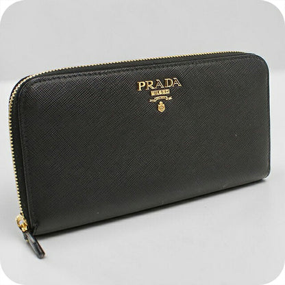 中古 プラダ 長財布ラウンドファスナー レディース ブランド PRADA サフィアーノレザー レザー ブラック USDPR118386011