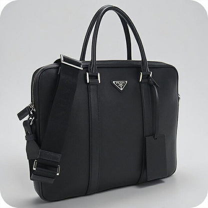 中古 プラダ ブリーフケース メンズ ブランド PRADA レザー 2VE368 ブラック USDPR118414011