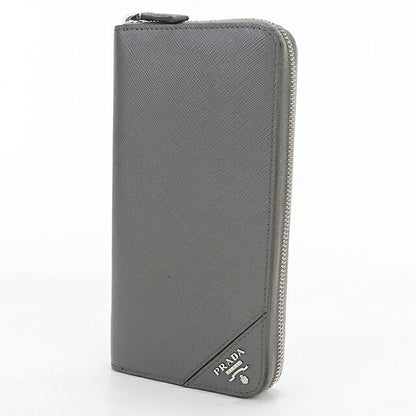 中古 プラダ 長財布ラウンドファスナー メンズ ブランド PRADA サフィアーノレザー レザー 2ML317 グレー USDPR118426011