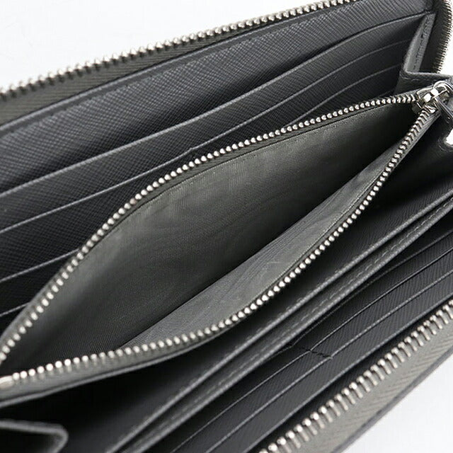 中古 プラダ 長財布ラウンドファスナー メンズ ブランド PRADA サフィアーノレザー レザー 2ML317 グレー USDPR118426011