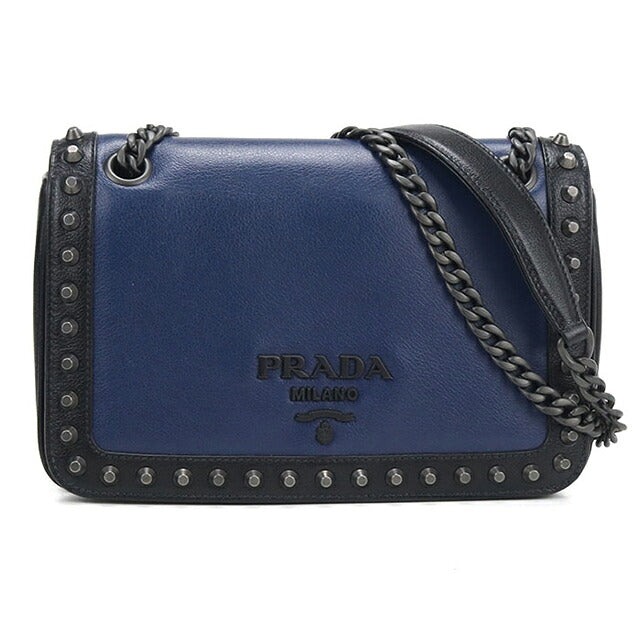 Used Prada shoulder bag ladies brand PRADA chain leather 1BD147 blue USDPR118671011