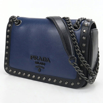 Used Prada shoulder bag ladies brand PRADA chain leather 1BD147 blue USDPR118671011