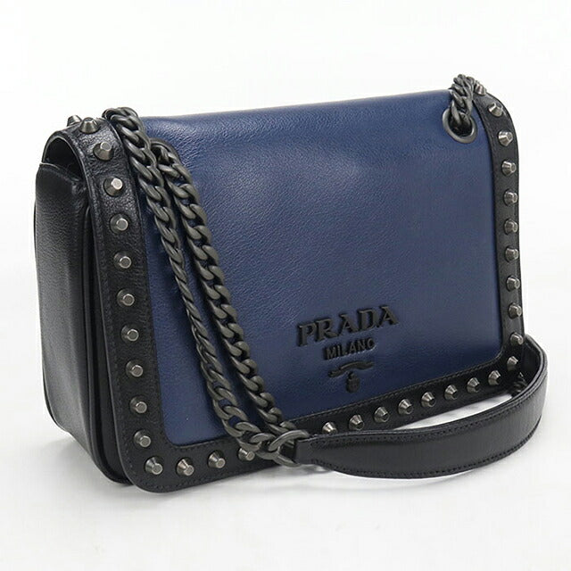 Used Prada shoulder bag ladies brand PRADA chain leather 1BD147 blue USDPR118671011