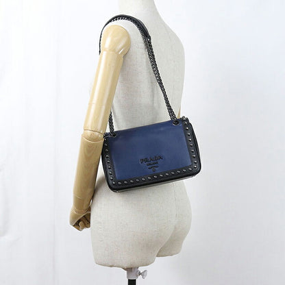 Used Prada shoulder bag ladies brand PRADA chain leather 1BD147 blue USDPR118671011