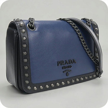 Used Prada shoulder bag ladies brand PRADA chain leather 1BD147 blue USDPR118671011