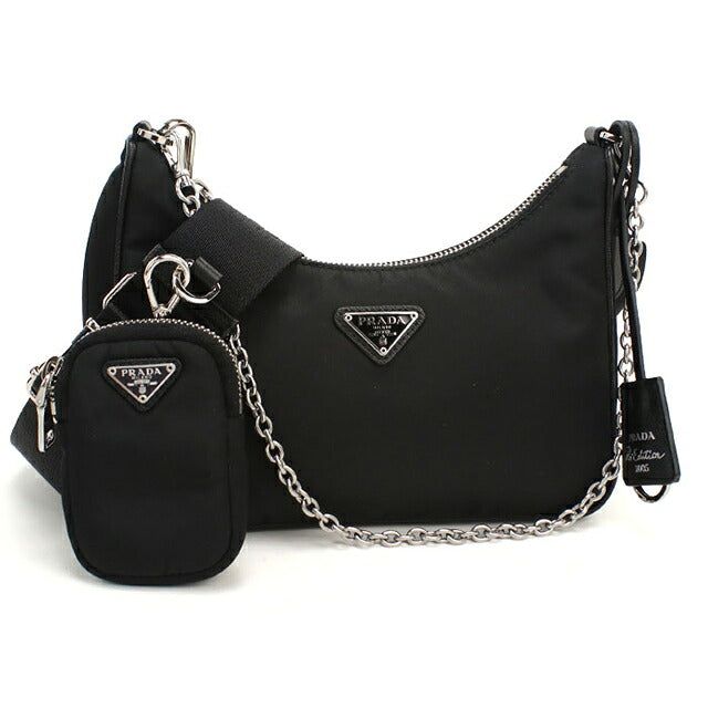 中古 プラダ ショルダーバッグ レディース ブランド PRADA Re-Edition 2005 Re-Nylon 1BH204 ブラック USDPR118728011