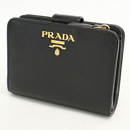 中古 プラダ 二つ折り財布 二折財布 コンパクト レディース ブランド PRADA  サフィアーノレザー レザー 1ML018 ブラック USDPR118842011