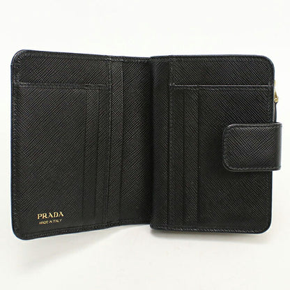 中古 プラダ 二つ折り財布 二折財布 コンパクト レディース ブランド PRADA  サフィアーノレザー レザー 1ML018 ブラック USDPR118842011