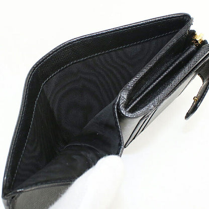 中古 プラダ 二つ折り財布 二折財布 コンパクト レディース ブランド PRADA  サフィアーノレザー レザー 1ML018 ブラック USDPR118842011