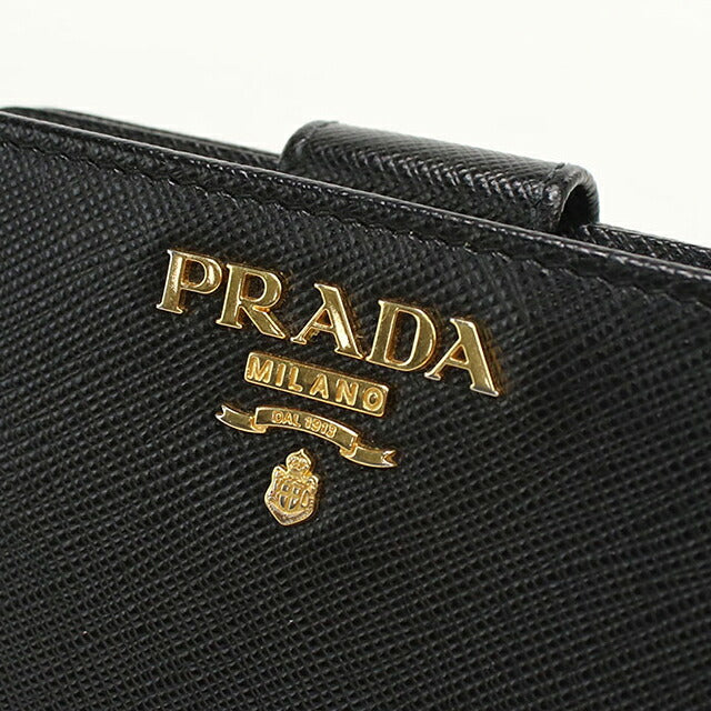 中古 プラダ 二つ折り財布 二折財布 コンパクト レディース ブランド PRADA  サフィアーノレザー レザー 1ML018 ブラック USDPR118842011