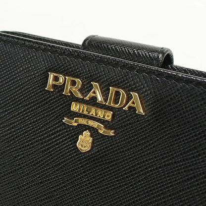 中古 プラダ 二つ折り財布 二折財布 コンパクト レディース ブランド PRADA  サフィアーノレザー レザー 1ML018 ブラック USDPR118842011