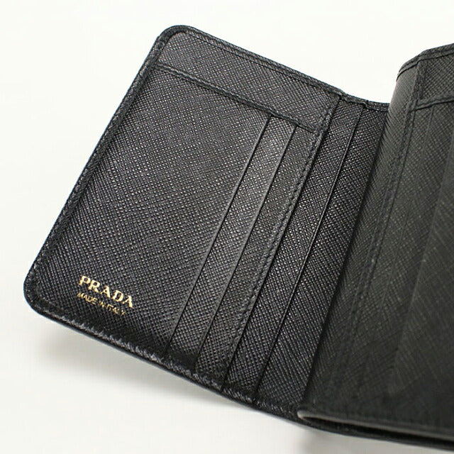 中古 プラダ 二つ折り財布 二折財布 コンパクト レディース ブランド PRADA  サフィアーノレザー レザー 1ML018 ブラック USDPR118842011
