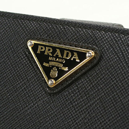 中古 プラダ 二つ折り財布 二折財布 コンパクト レディース ブランド PRADA  サフィアーノトライアングル レザー 1ML018 ブラック USDPR119020011