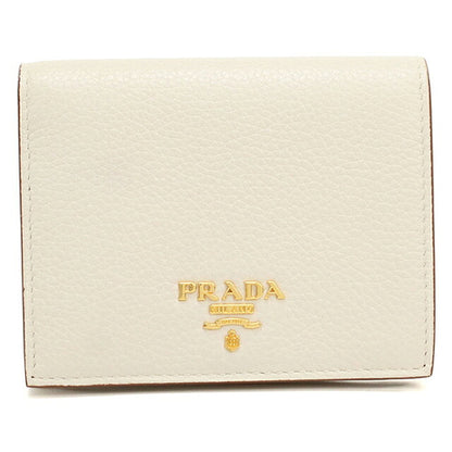 中古 プラダ 二つ折り財布 二折財布 コンパクト レディース ブランド PRADA ダイノカラー  レザー 1MV204 ホワイト USDPR119070011