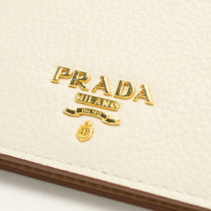 中古 プラダ 二つ折り財布 二折財布 コンパクト レディース ブランド PRADA ダイノカラー  レザー 1MV204 ホワイト USDPR119070011