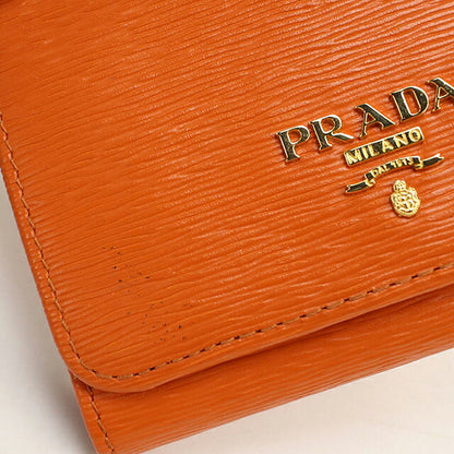中古 プラダ 三つ折り財布 三折財布 コンパクト レディース ブランド PRADA ヴィッテロムーブ  1MH176 オレンジ USDPR119222011