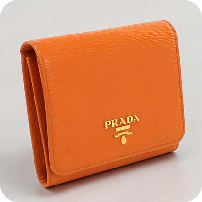 中古 プラダ 三つ折り財布 三折財布 コンパクト レディース ブランド PRADA ヴィッテロムーブ  1MH176 オレンジ USDPR119222011