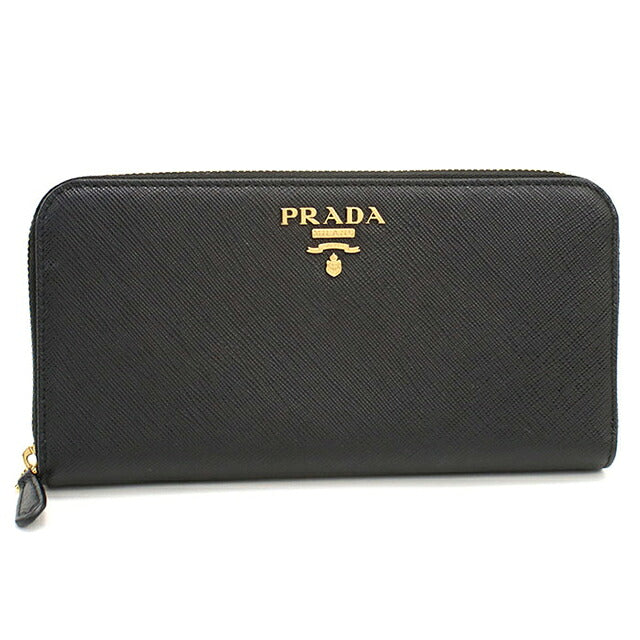 中古 プラダ 長財布ラウンドファスナー レディース ブランド PRADA サフィアーノレザー  レザー 1ML506 ブラック USDPR119280011