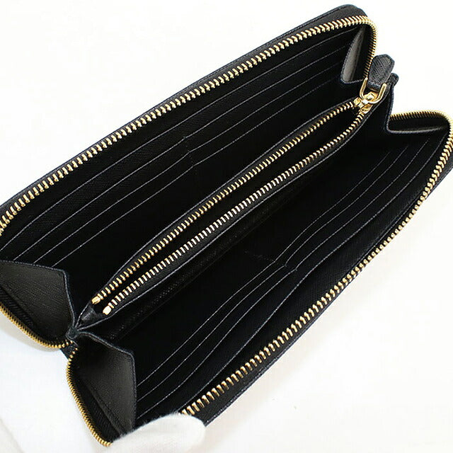 中古 プラダ 長財布ラウンドファスナー レディース ブランド PRADA サフィアーノレザー  レザー 1ML506 ブラック USDPR119280011